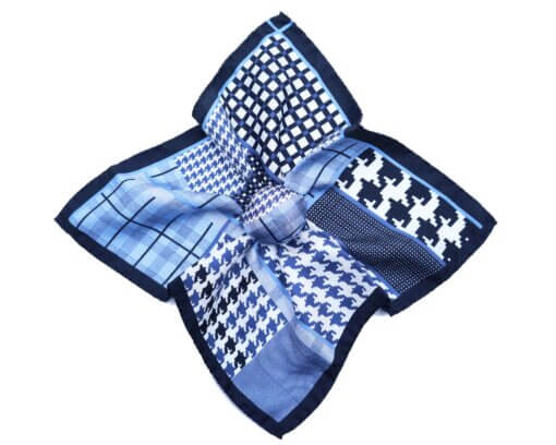 Blue & White Multicoloured Pocket Square